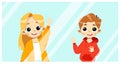 Concept Of Preschool Age Kids Or Teens Friendship And Development. Smiling School Children Boy and Girl Standing Royalty Free Stock Photo