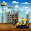 Concept of process construction building a house illustration background