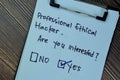 Concept of Professional Ethical Hacker. Are you interested? Yes write on a paperwork isolated on Wooden Table