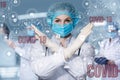 Concept of prohibitions by doctors to prevent the spread of covid viruses Royalty Free Stock Photo