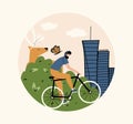 The concept of promoting biodiversity, rewilding. Conservation of wildlife in the city. Vector illustration