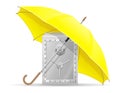 Concept of protected and insured safe with money umbrella vector Royalty Free Stock Photo