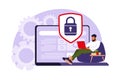 Concept of protecting computer data. General data security. Personal information protection. Vector illustration. Flat