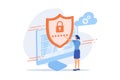 the concept of protecting computer data for a web page, coding, programming, application development, expose, flat vector modern