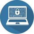 Silhouette laptop Security flat Royalty Free Stock Photo