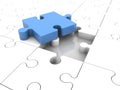 Concept with puzzle pieces in blue and white Royalty Free Stock Photo