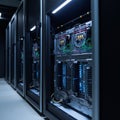 Quantum server network featuring a quantum computing device within a server room