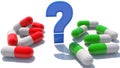 Concept of question mark and capsules Royalty Free Stock Photo