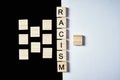 Concept of racism and misunderstanding between people, prejudice and discrimination. Wooden block with word racism on the white