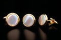 Radiant Elegance A Captivating Close up of a Mother of Pearl Cufflink.AI Generated