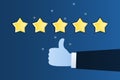 Concept of rating. Customer review. Five star rating.