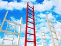 Concept Red Ladder To Success. Clouds Blue Sky Background Royalty Free Stock Photo