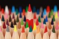 Concept red pencil standing out from the crowd Royalty Free Stock Photo