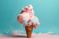 cream cloud art dessert ice ice summer pink cream blue concept. Generative AI.