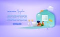 Concept of remote working and work from anywhere. Working from home during Covid-19. Landing page template.  Vector illustration Royalty Free Stock Photo