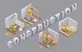 Concept of renovation. Construction and house repairs. Isometric vector illustration. Royalty Free Stock Photo