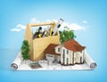 Concept of repair and building house.