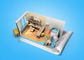 Concept of repair work isometric low poly home room renovation i