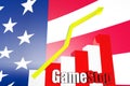 Concept of the representation of the rise in the shares of the company GameStop on the New York Stock Exchange Royalty Free Stock Photo