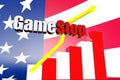 Concept of the representation of the rise in the shares of the company GameStop on the New York Stock Exchange