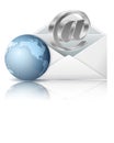 Concept representing email with envelope and globe Royalty Free Stock Photo