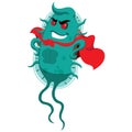 Concept of resistance to antibiotics. Creature superbug a microorganism with cover of super villain