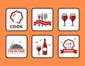 Concept restaurant icons set