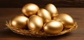 Concept of Richness, golden eggs, isolated