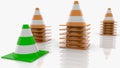 Concept of road cones in orange and green
