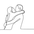 Concept of romantic couple in love continuous line drawing vector illustration