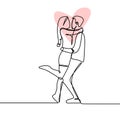Concept of romantic couple in love continuous line drawing vector illustration