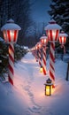 A Row Of Candy Canes. Generative AI Royalty Free Stock Photo