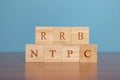 Concept of RRB NTPC exam conducted in India for recruitment, RRB NTPC Exam on Wooden block letters Royalty Free Stock Photo