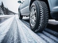 Safe Winter Driving Conquer Slippery Roads with Winter Tires.AI Generated