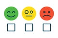 Concept of satisfaction rating emoji positive, neutral and negative, vector illustration of different mood