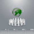Concept of save the earth,man and women holding hands around the world Royalty Free Stock Photo