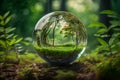 Concept save the world and environment, Earth day, natural green forest background. Royalty Free Stock Photo
