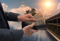 Concept of saving money if using solar energy Royalty Free Stock Photo