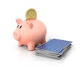 Concept of saving money if using solar energy.