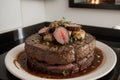 Savory Delight A Captivating Steak Dish in a Modern Kitchen.AI Generated
