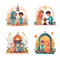 concept scene Happy Muslim people pray celebrate Holy Month