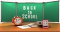 Concept school and education back to school alarm clock notepads Royalty Free Stock Photo