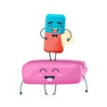 Funny beautiful eraser, laugh, smile, one stands on the other.