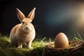 Schreiender Osterhase, Im Hintergrund Viele Bunte Eier. Generative AI