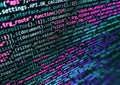 Concept screen of experienced web developer. Database bits access stream visualisation. Developer working on program codes in Royalty Free Stock Photo