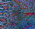 Concept screen of experienced web developer. Modern technologies, web cascading design. Computer code on laptop web developing. Royalty Free Stock Photo