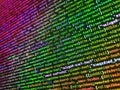 Concept screen of experienced web developer. Template of website, selective focus. HTML and CSS code developing screenshot. Binary Royalty Free Stock Photo