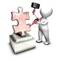 Concept of sculptor creating THE jigsaw piece