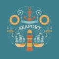 Concept with sea symbols. Royalty Free Stock Photo