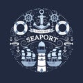 Concept with sea symbols. Royalty Free Stock Photo